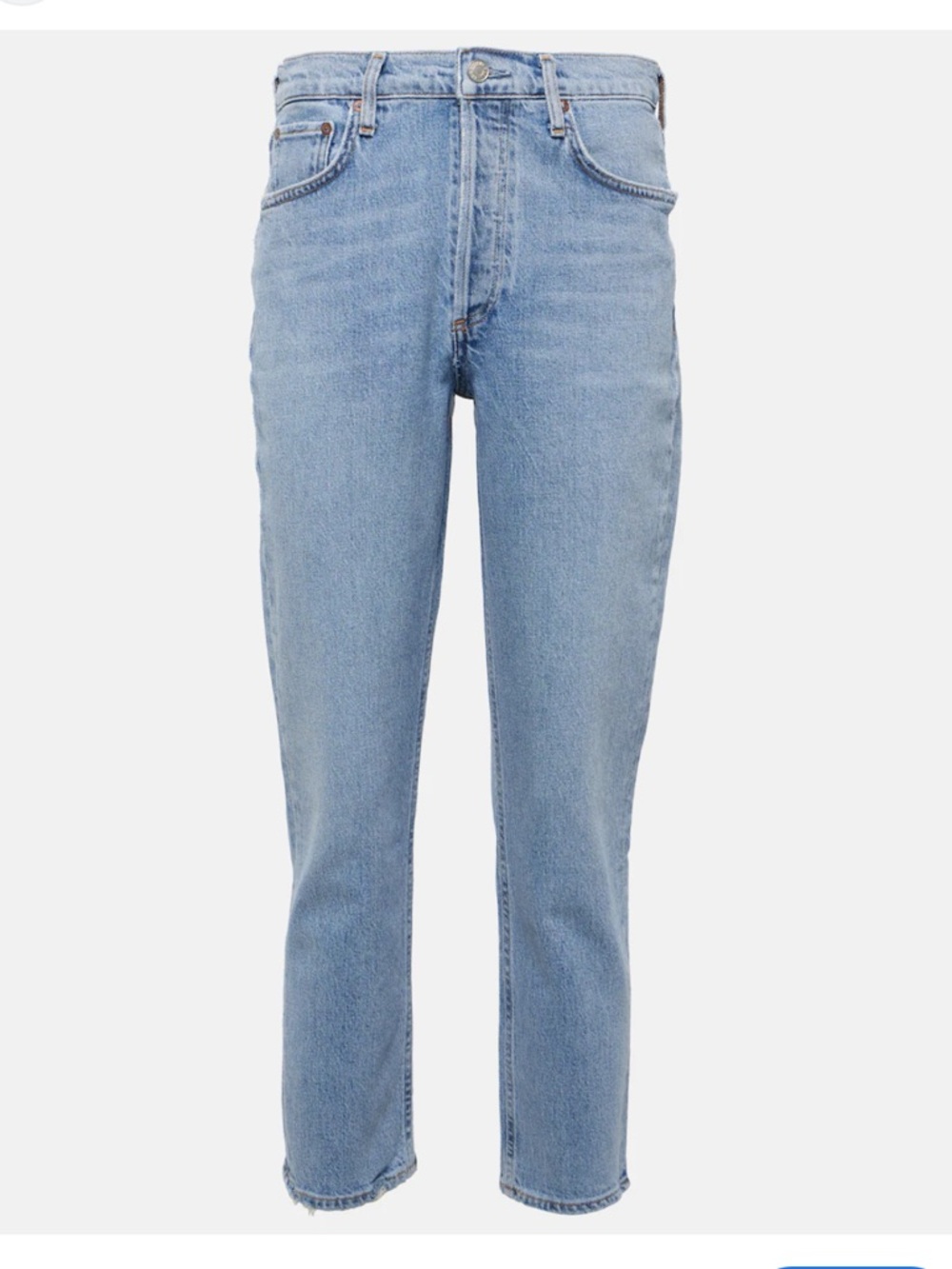 Agolde Riley High-Rise Cropped straight leg Jeans in Light Blue Wash